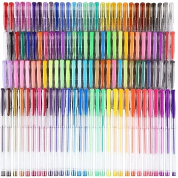 100buc Culori Pix cu Gel Set Sclipici Metalic de Culoare de Cerneală Pentru Adult Colorat Desen, Stilouri-Marker Albume Reviste de Artă
