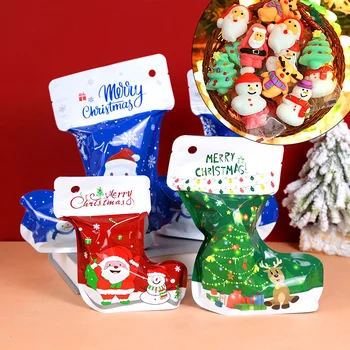 10buc Crăciun Fermoar Pungi de Cadouri Șosete Cizme Formă de Moș Crăciun, om de Zăpadă Resindeer Candy Bag Petrecere de Anul Nou Xmas Ambalaj Decor