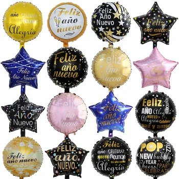 10buc se Amestecă 18Inch spaniolă An Nou Fericit Baloane Folie cu Heliu Globos Decoratiuni de Anul Nou 2023 Petrecere Acasă Decoruri Jucarii Copii Bile