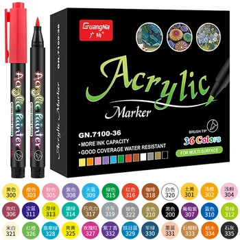 12-60 Culori Acrilice, pensula Art Markeri Fin Moale, Perie de Nailon Sfat Opac Vopsea pe Baza de Apa Rapid-Uscat Cerneala pentru Toate Suprafețele