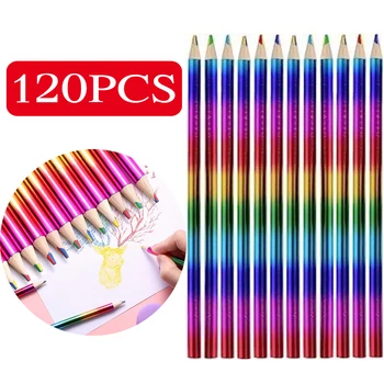 120pcs 4 culori cu aceeași bază curcubeu creioane creioane colorate curcubeu creioane culoare desen doodle gradient perie