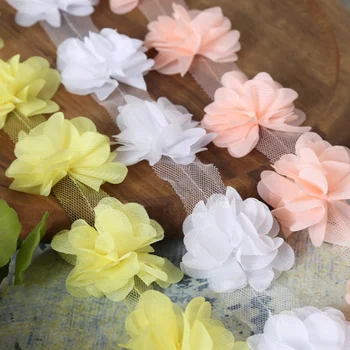 12pcs (1Yard) șifon flori tridimensionale cadou de nunta DIY acasă decorare consumabile de cusut haine DIY flori artificiale