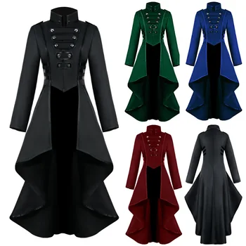 2023 Moda Medievală Rochia Tuxedo Femei Stand Guler Neregulate Tiv Epocă Gotică Haina Steampunk Sacou Haina Costume De Halloween