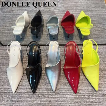2023 Moda Primavara Sandale Sandale Femei Jumătate Folie Bareta Designer Toc Inalt Pantof Elegant Plisata Pompe Rochie De Petrecere Mujer