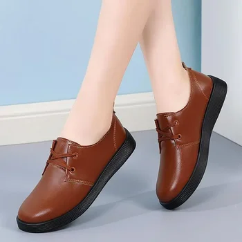 2023 Nouă de Primăvară și Toamnă pentru Femei Pantofi de Piele Pantofi cu Talpă Groasă a Crescut Fata de Pantofi Stil Britanic Slip-on Pompe