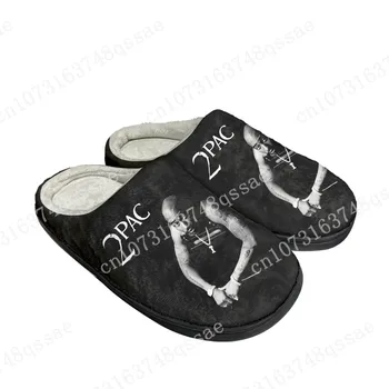 2Pac Hip Hop Rapper Tupac Acasă Bumbac Personalizate Papuci Mens Sandale Femei Pluș Dormitor Țină de Cald Pantof Termică Papuci de casă Negru