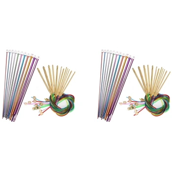 46 Piese Croșetat Tunisian Cârlige Set 3-10 Mm Cablu De Bambus Ac De Tricotat Cu Șirag De Mărgele De Bambus Carbonizat Ac Cârlig