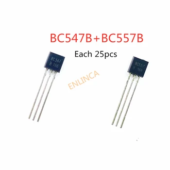 50Pcs BC547+BC557 Fiecare 25Pcs BC547B BC557B NPN PNP Tranzistor PENTRU a-92 Putere Triodă Tranzistor Sac kit