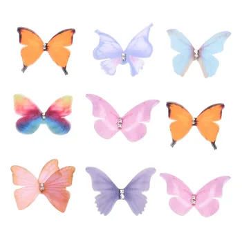 50Pcs Gradient de Culoare Tesatura Organza Fluture Aplici 38Mm Sifon Translucid Fluture pentru Papusa Înfrumusețarea
