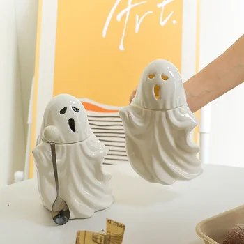 Cana de Personalitate, Creativitatea Amuzant Ceramice Cana de Apa Fantomă Cana Ceramica Biroul de Cadou cu Capac Lingura Amuzant