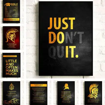 Citat Motivational poster pentru Perete Negru Litere de Aur de Inspirație Panza Pictura Arta de Perete Tablou Birou, Living Decorul Camerei