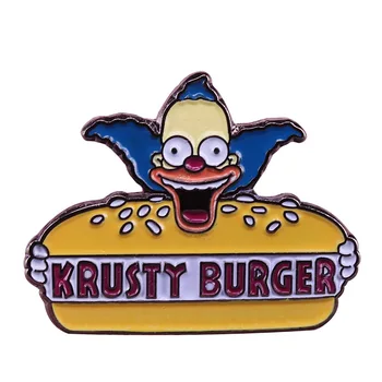Clovnul Krusty Burger Email Ace Insigne insigne, Broșe Femei Bărbați Bijuterii Accesorii Pentru Cadouri
