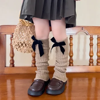 Copii Morman de Șosete Tricotate Încălzit de Picior Femei Catifea Arc coreean Cafea Fata de Culoare Încălzit de Picior Dantelă, Ciorapi de Lână