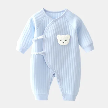Copil nou-născut Clothes100% Bumbac Maneca Lunga-O Bucata Costum de Copil Baby Vladan Nou-născut Fete Ursul Desene animate Salopeta 0-6M