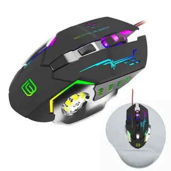 Cu fir Luminos de Joc Mecanice Mouse-ul Cu LED-uri de Lumină Ergonomice Confortabile Programare Soareci Pentru Desktop PC, Accesorii Laptop