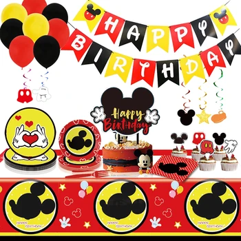 Disney Mickey Mouse Desene Animate Tematice Petrecere De Ziua Decor Consumabile De Unică Folosință, Tacâmuri De Fundal Balon Baby Shower Cadou Copil