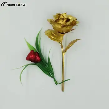 Fals 24K Culoare Floare de Ziua Îndrăgostiților Cadou Artificiale Placat cu Aur a Crescut de Vacanță Prezenta Festivalul de Creatie Petrecere de Nunta de Decorare