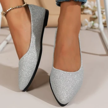 Femeile Subliniat Toe Singur Pantofii de Mari Dimensiuni Apartamente Superficial Gura Confortabil Lightweight Slip on Mocasini încăltăminte într-Plăci