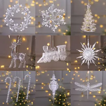 Fulg de nea Crăciun Pandantive de Cristal DIY Acrilica Cristal Pandantiv Agățat de Perete de Interior, în aer liber de Crăciun Ornamente pentru Pomul de Crăciun