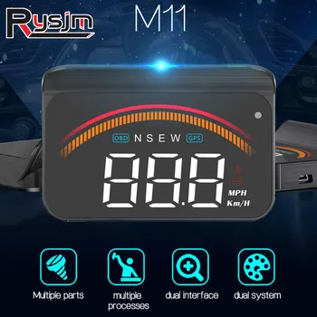 HD M11 OBD2 GPS Sistem Dual Auto HUD Km/H MPH Head Up Display Vitezometru Parbriz Proiecție pe Masina Pahar de Alarmă de Viteză