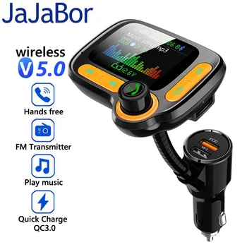 JaJaBor Transmițător FM Bluetooth 5.0 Car Kit Handsfree cu 1.77 Inch Ecran Color AUX Audio Receptor de Muzică QC 3.0 USB Încărcător
