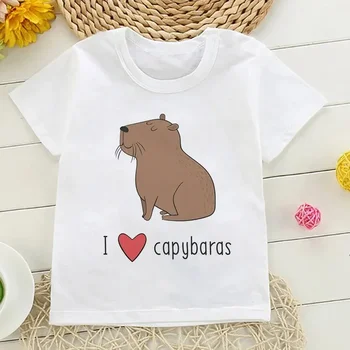 Kawaii Capybara Tricou Copii Copii T-Shirt Desene Animate Haine Copil Fată Băiat Drăguț Capibara Dragoste Tricou Copii Top Casual Haine