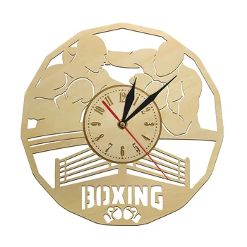 Lemn Ceas De Perete Cu Boxeri Sportiv Iubitorii De Liniște Matura Cuarț Decor Acasă Box Lupte De Concurență Scrappers Cadouri