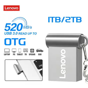 Lenovo 1TB Super Mini, Flash Drive USB rezistent la apa Pen Drive 512GB Metal Usb 3.0 Flash Stick Usb 1/2TB Pendrive Pentru Cle Usb de 128Gb