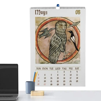 Medieval Calendar De Perete Urât Bufnita Calendar De Perete 2024 Dargon Anul Nou Hangable Calendar 2024 12 Luni Planificator De Pasăre Tablouri Cadou