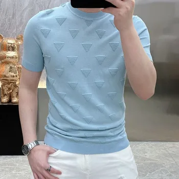 Moda O-Gât Culoare Solidă Toate-meci Tee Shirt Îmbrăcăminte pentru Bărbați 2023 Vara Noi Supradimensionate Casual, Pulovere Largi coreean T-Shirt