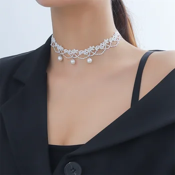 NCEE 2023 Noi Dulce Stil Printesa Pearl Accesorii Colier Dantelă Albă de Nunta de Moda Cravată Colier Bijuterii Cadou