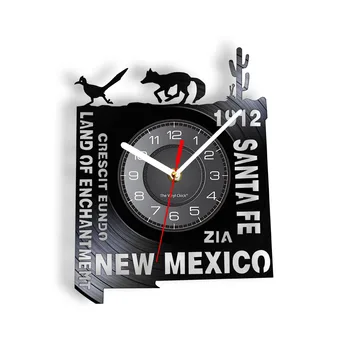 New Mexico disc de Vinil Ceas de Perete Teren de Încântare, Decor Acasă America latină Northwestward Peisaje Mândrie Santa Ceas