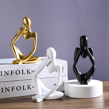 Nordic Rășină Statuie Mini-Rezumat Figura Sculptura Arta Ornament Creative Living Modern Decor Acasă Office Desktop Decor