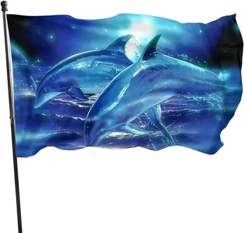 Ocean albastru și Delfin Viața Marină Steaguri în Culori Vii Grădină Interioară Petrecere în aer liber de Sport Curte Steaguri Decor Acasă Alamă Butoniere