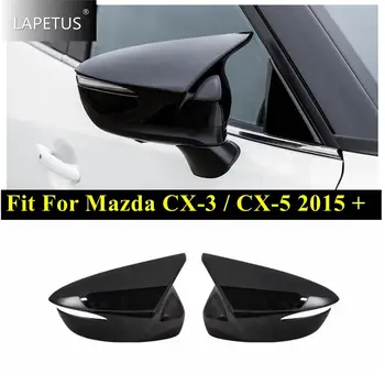 Oglinda retrovizoare Corn Bou Lama Stil Capac Ornamental Pentru Mazda CX-3 2015 - 2018 / CX-5 2015 2016 Negru / Fibra de Carbon, Accesorii Auto