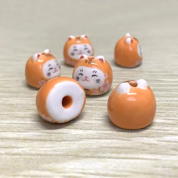 Orange Ceramică Margele Flori Mici Cat Noroc Liber Șirag De Mărgele Pentru A Face Bijuterii Handmade, Diy Colier Breloc Cercei Pentru Femei
