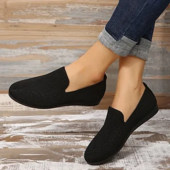 Pantofi pentru Femei 2023 Moda Aluneca pe Femei Balerini Toamna Rotund Deget de la picior Solid Net Pânză Respirabil Low-toc Casual Pantofi Plat