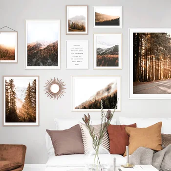 Panza Pictura Nordică Postere Si Printuri De Soare, Pădure, Munte, Ceață, Peisaj Arta De Perete Imaginile Pentru Camera De Zi Decor Acasă