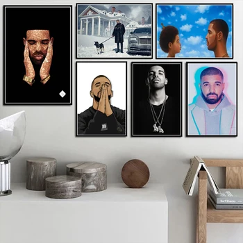 Printuri Nou Drake Hip Hop Rap Muzica Albumul Rapper-Ul Steaua Cantareata De Artă Panza Pictura Poze De Perete Pentru Camera De Zi Decor Acasă
