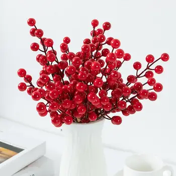 Realist Holly Fructe De Padure Realist Artificiale Berry Tulpini De Bricolaj Decoratiuni De Craciun Coroane De Flori Ornamente Pentru Masă Simulat Fructe De Padure