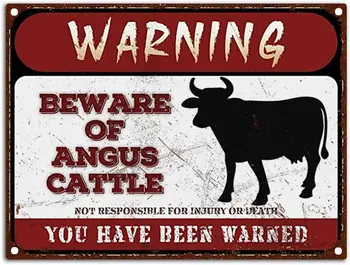 Semne de avertizare Retro Feriți-vă de Angus Metel Tin Semne Amuzant Feriți-vă de Animale Semne Decorative de Perete de Epocă