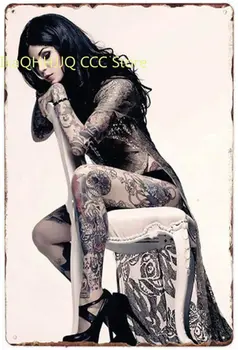 Tatuaj Fată Tin Semn De Metal Fier Pictura Bar, Pub, Club De Perete Acasă Decor Pin Up Poster 12*8 Inch