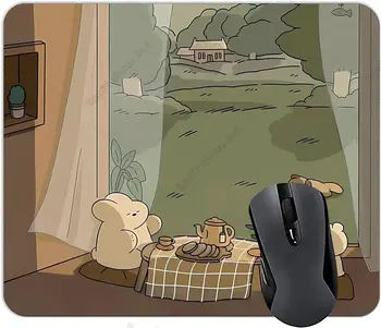 Urs drăguț Câine și Anime Maro Verde Mouse Pad Gaming Mouse Pad pentru Desktop Laptop Doamnelor Decor Birou Mat Biroul de Acasă