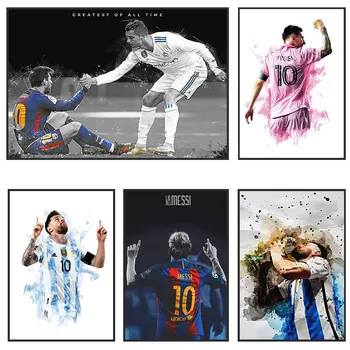 Vedeta de fotbal Messi Canvas Wall Art Decor Desen Fara rama Cameră Decor Acasă Club de Fotbal Fanii Colecție Cadou