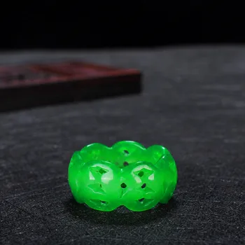 Verde Natural Inel cu pietre de Jad Jadeit Amuleta Moda Bijuterii Farmec Gol Sculptate manual Artizanat Cadouri pentru Femei Barbati