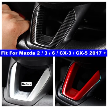 Volan masina Decor Benzi Capac Ornamental Pentru Mazda 2 / 3 / 6 / CX-3 / CX-5 2017 - 2023 Fibra de Carbon / Red Accesorii de Interior