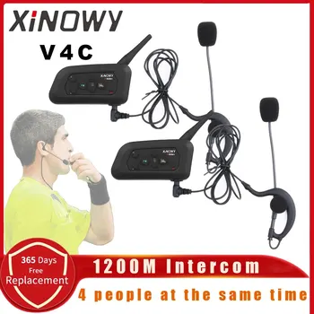 XiNOWy V4C Arbitrul Cască Bluetooth Intercom Full Duplex 1200M Fotbal Cu suport pentru Căști BT Interfon cu Radio FM