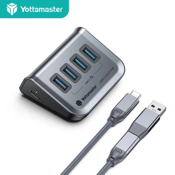 Yottamaster Tip C USB 3.2 3.0 HUB USB 4 Port Docking Station cu Adaptor SD/TF Card Reader Funcția OTG USB Splitter pentru PC