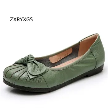 ZXRYXGS Vânzări la Cald 2023 Superior Moale piele de Vacă Arc de Moda Elegant Pantofi Pantofi Plat de Mari Dimensiuni Talpă Moale Confortabil Femeie Apartamente