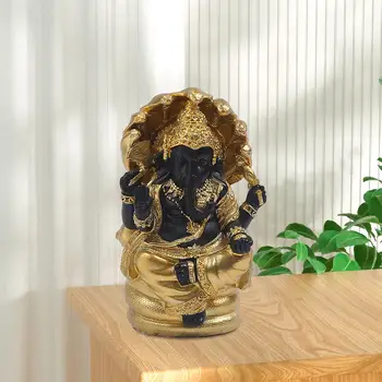 Zeul Elefant hindus Sculptura Ornament Sculptat Zeul Elefant Hindus Statuie pentru Desktop Office Noptiere Decor Acasă